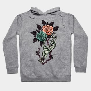 Skeleton Hand with  Roses Hoodie